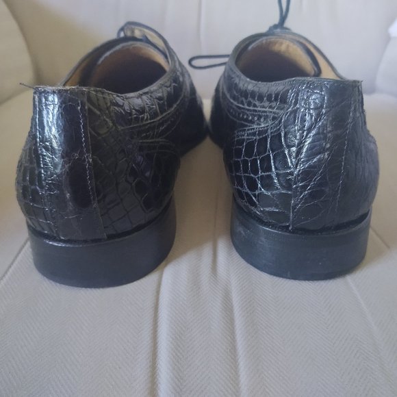 Zelli Men's Crocodile Leather Shoes - BLACK 12M - Picture 4 of 12